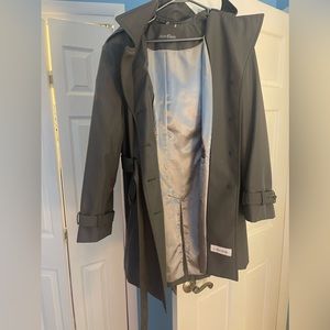 Gray hooded Calvin Klein Trench Coat (water repellant)